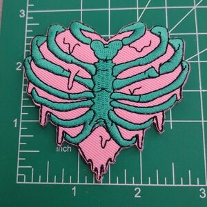 Pink and Green Heart Skeleton Diy Patch